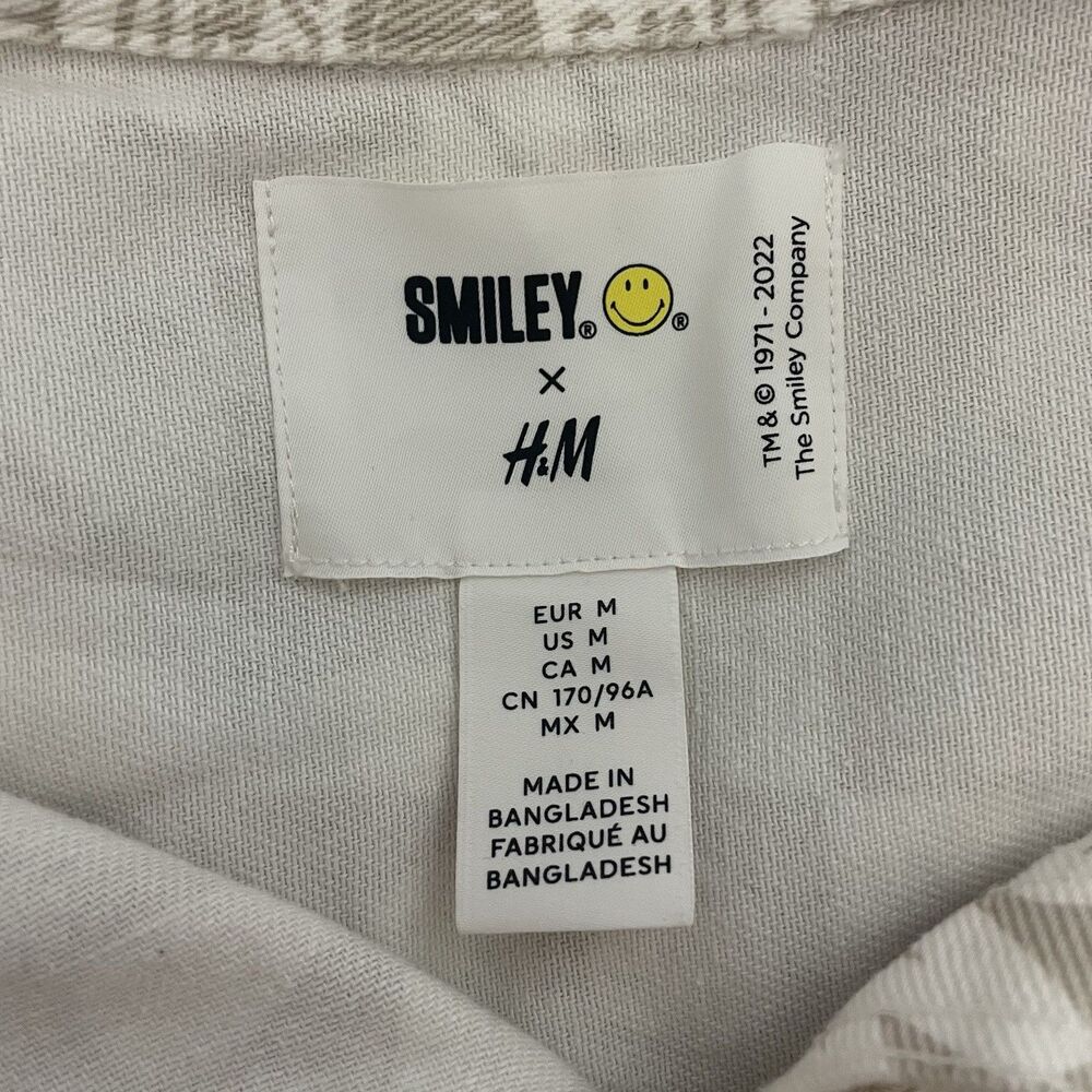 Smiley x H&M Women's Medium Beige Button-Up Oversized Shacket Shirt 90s Retro - Picture 5 of 7